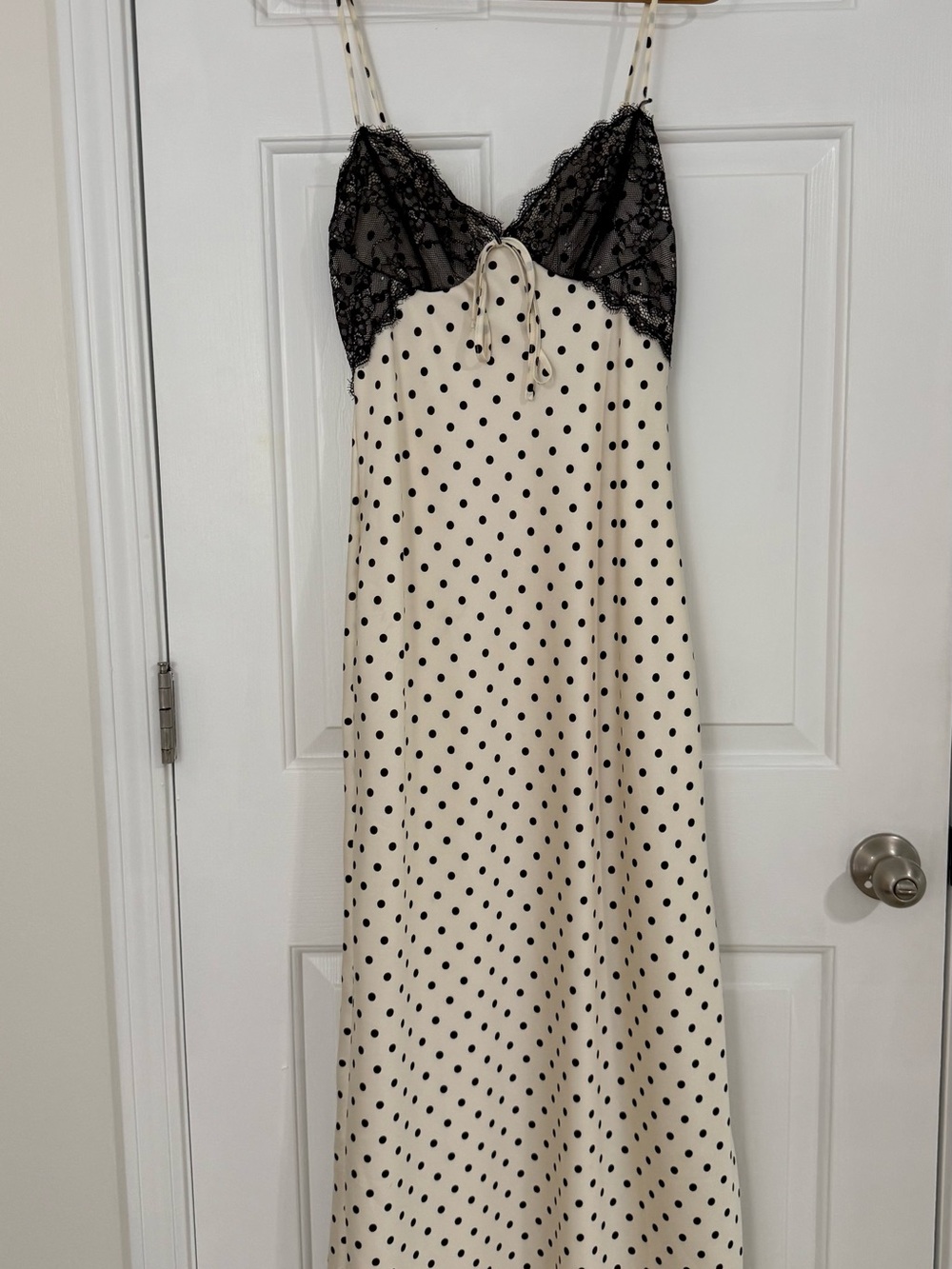 Jessica Simpson Ivory Polka Dot Slip with Black Lace